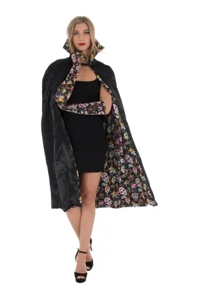 2 Piece Halloween Set (Includes Day of the Dead Cape & Long Gloves)
