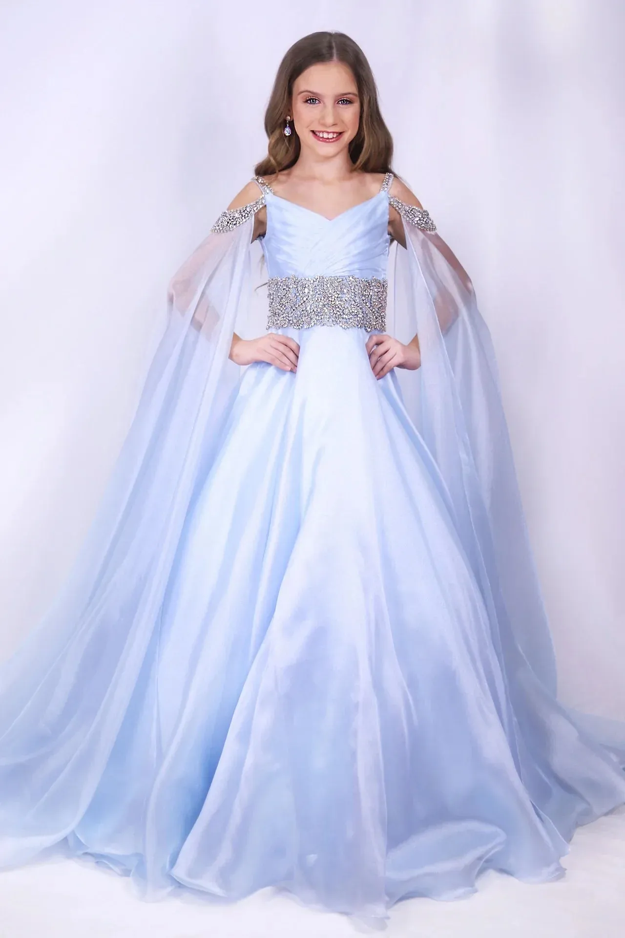 Ava Presley Little Girls 27731 Girls Pageant Dress Off White Chiffon Ball Gown size 2