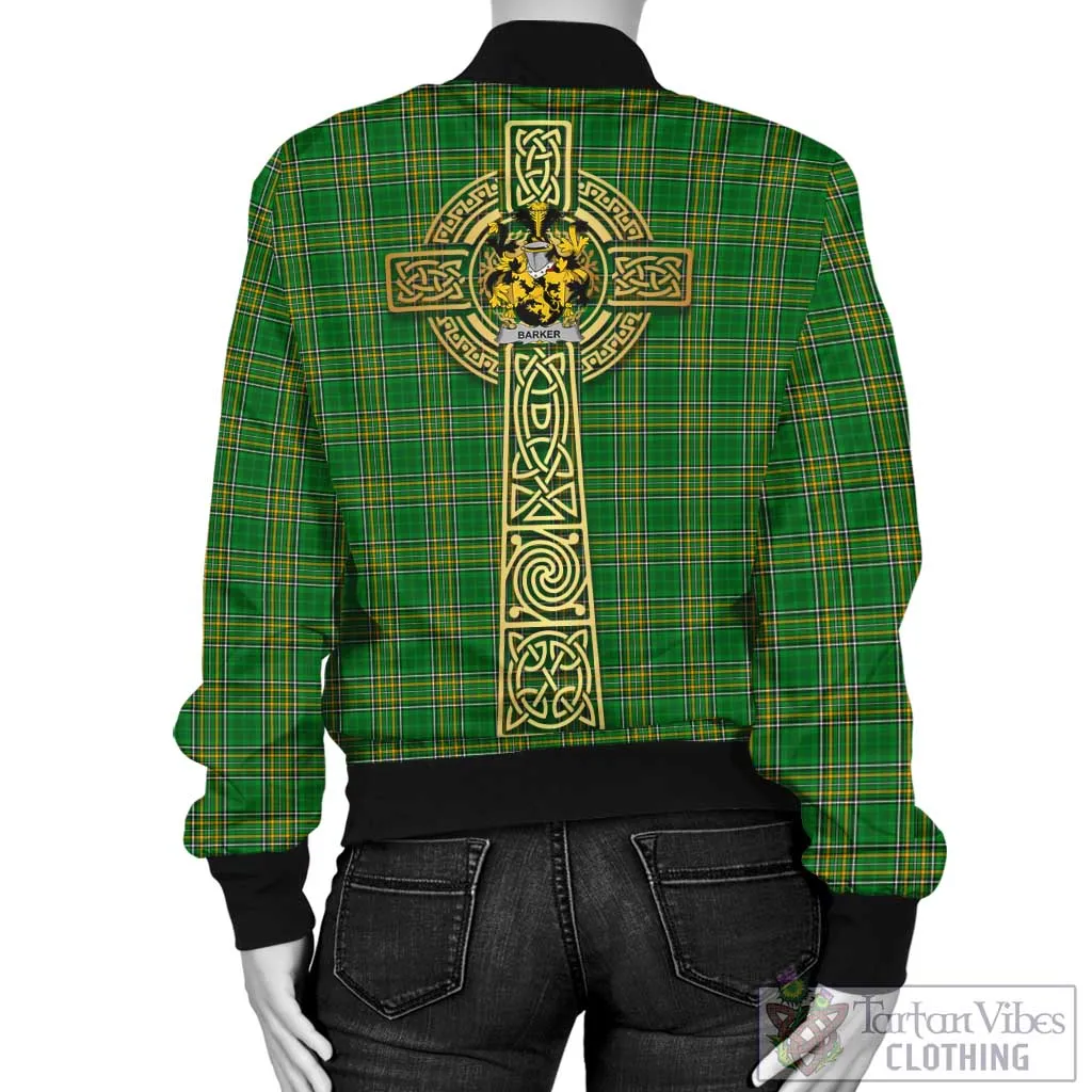Barker Irish Clan Tartan Bomber Jacket with Coat of Arms Celtic Tree of Life Style