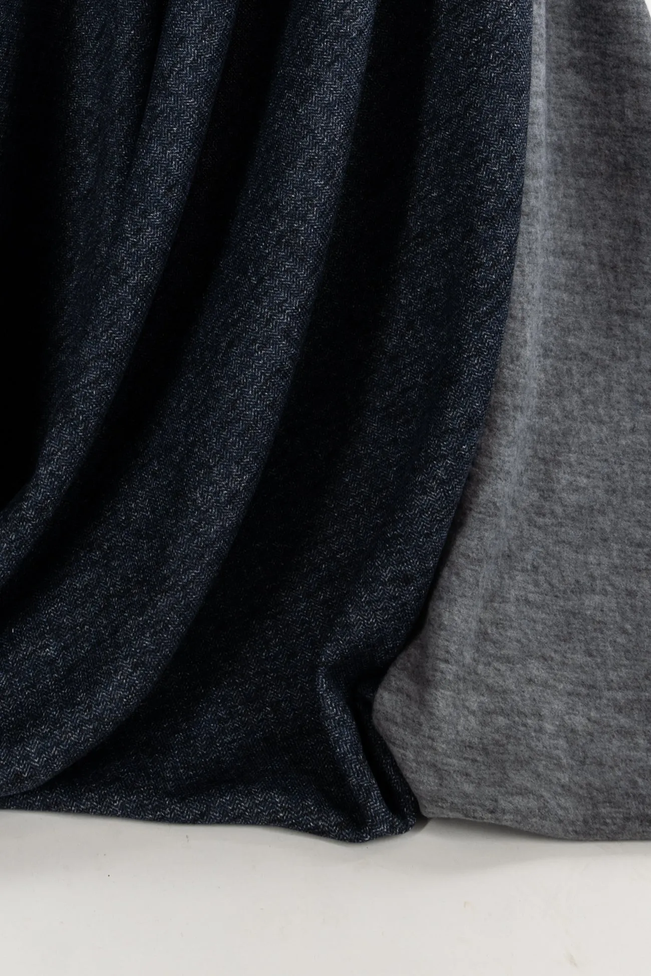 Blue Scale Herringbone Fleece Knit  ENDCUT