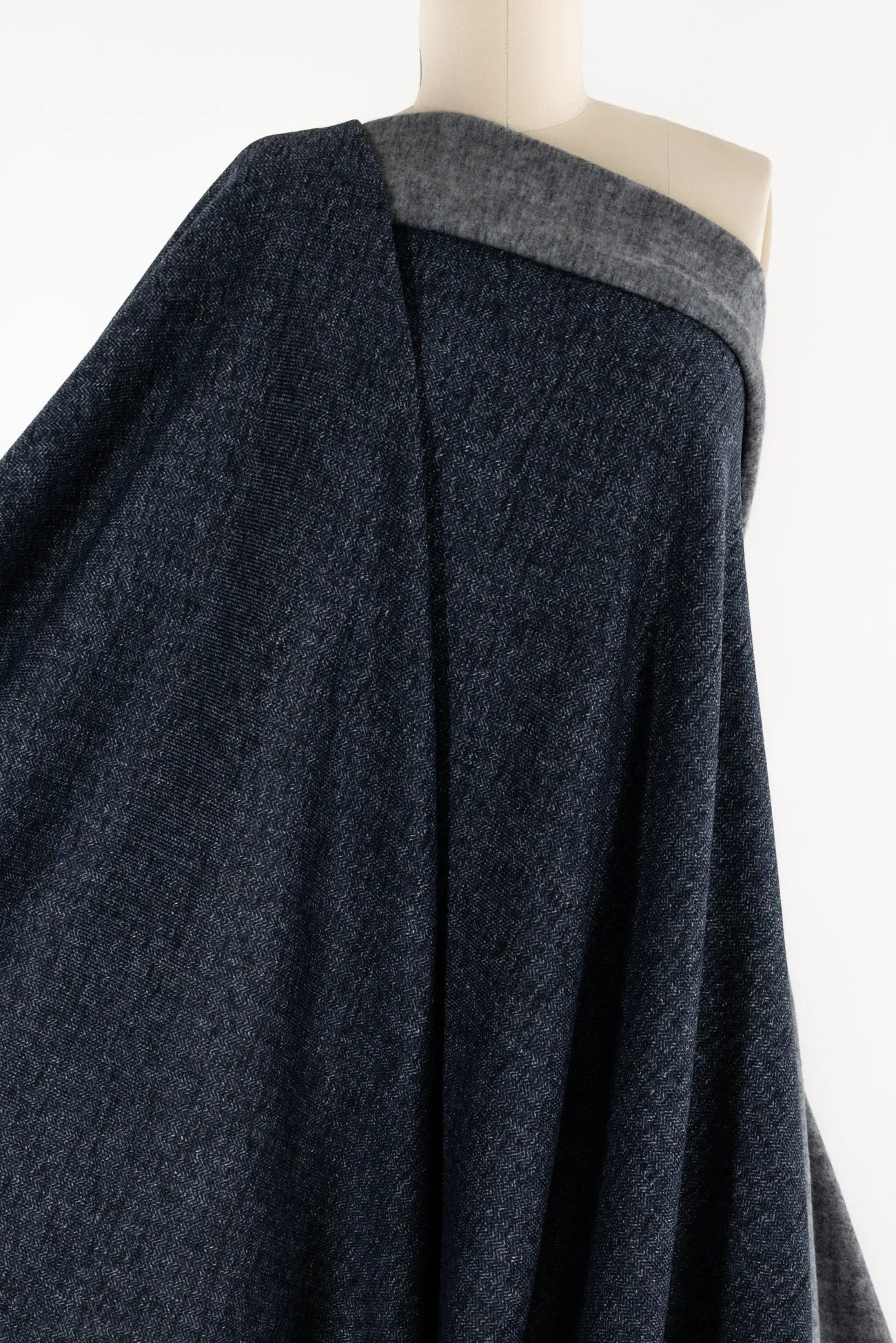 Blue Scale Herringbone Fleece Knit  ENDCUT