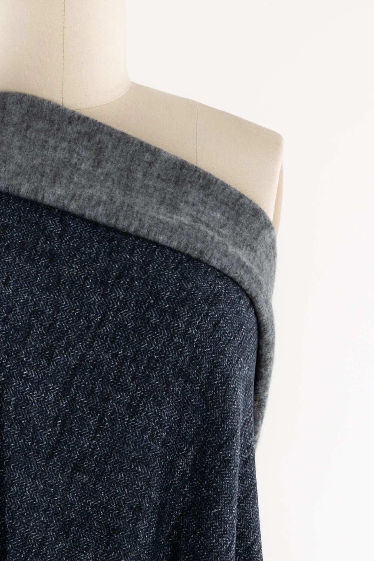 Blue Scale Herringbone Fleece Knit  ENDCUT
