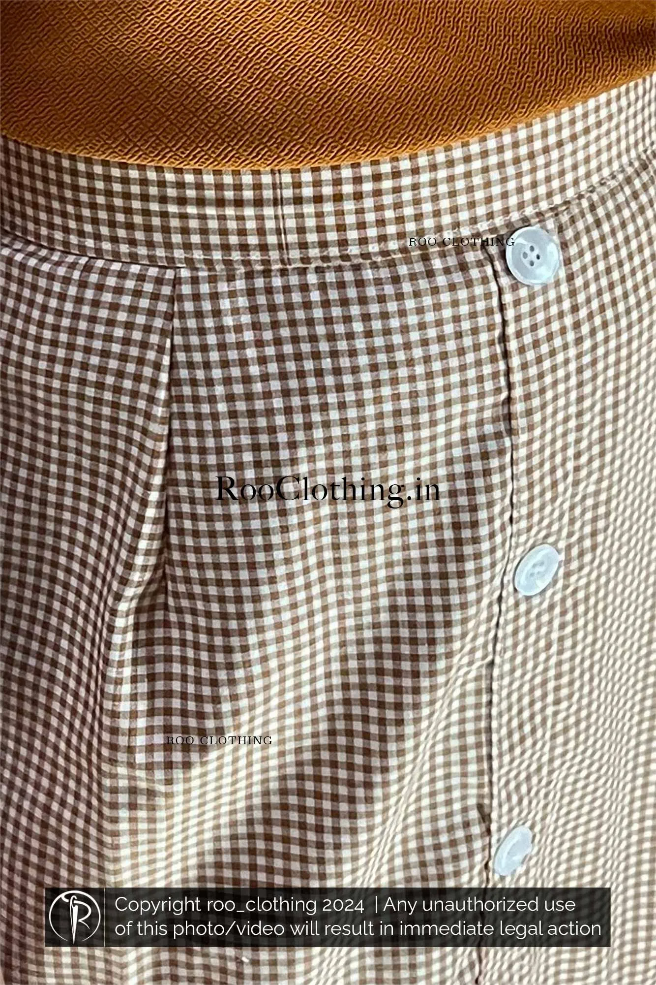 Caramel And White Check Skirt Only