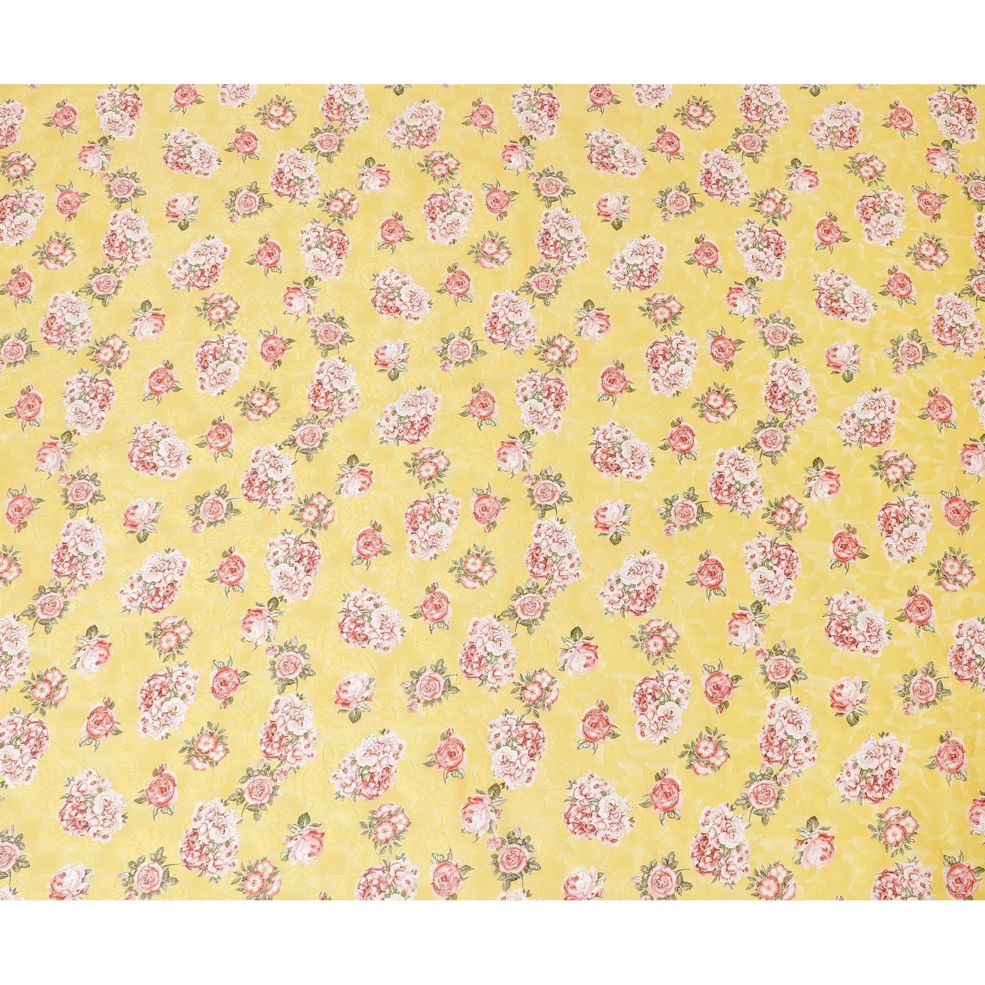 Cyber yellow uragiri cotton voile fabric with same tone jacquard having multicolor print in floral design-D10050