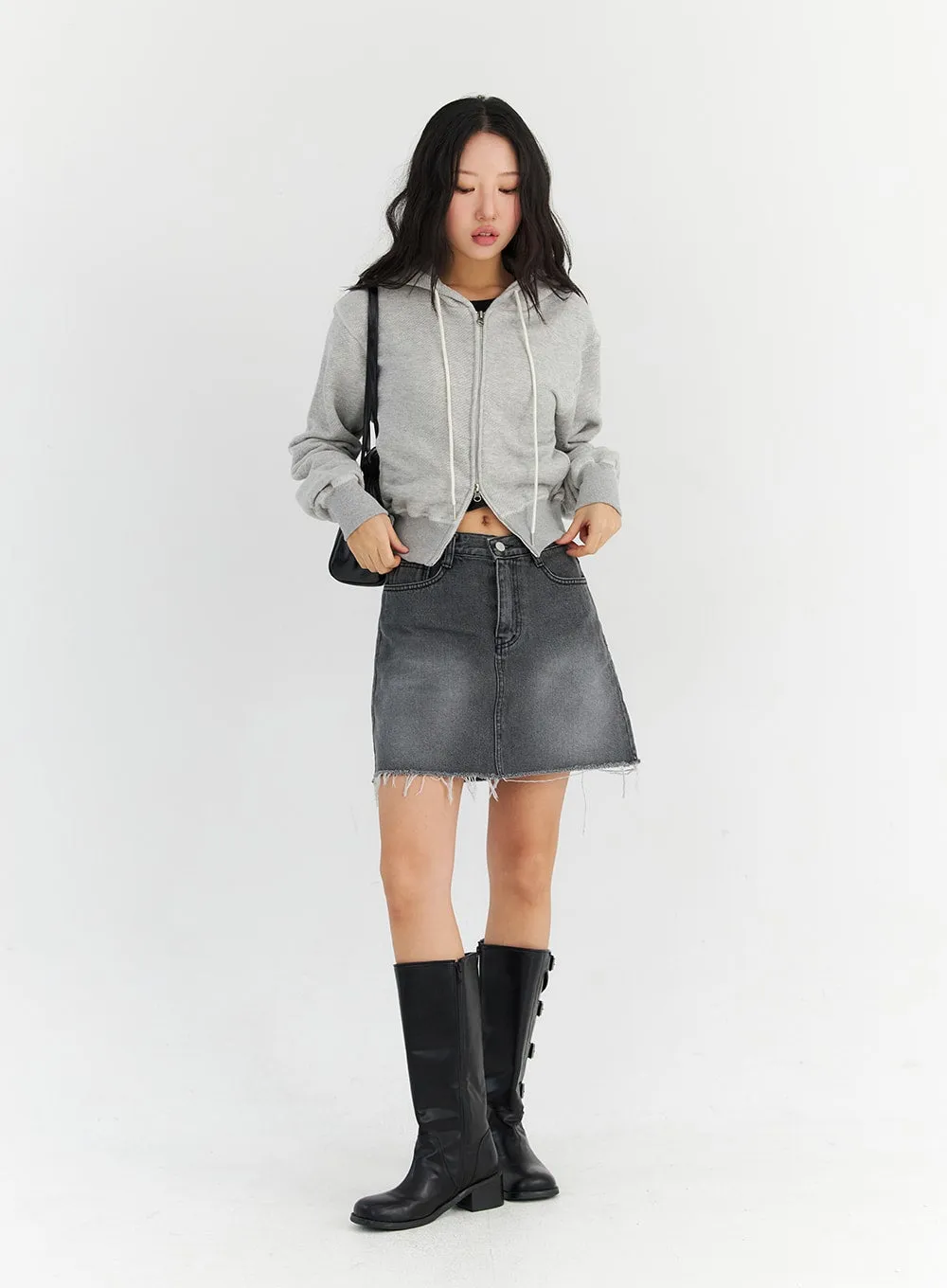 Distressed Washed Mini Skirt CN306
