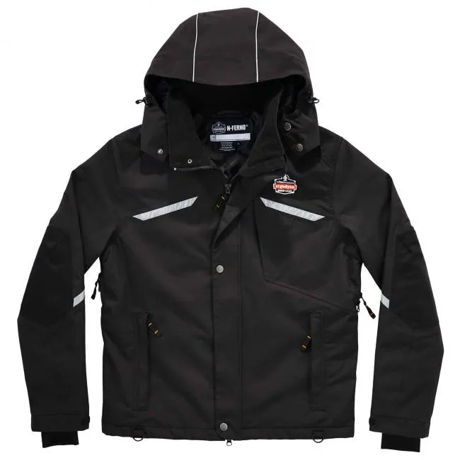 Ergodyne N-Ferno 6466 Heavy-Duty 500D Nylon Shell Winter Work Jacket - Black