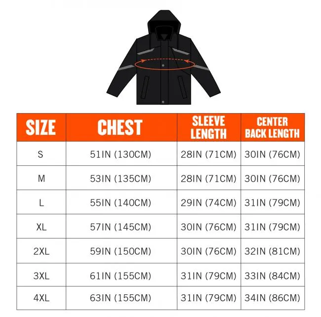 Ergodyne N-Ferno 6466 Heavy-Duty 500D Nylon Shell Winter Work Jacket - Black