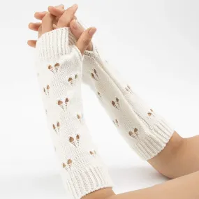 Fairy Grunge Accessories Ripped Glove Crochet Aesthetic Arm Warmers, White