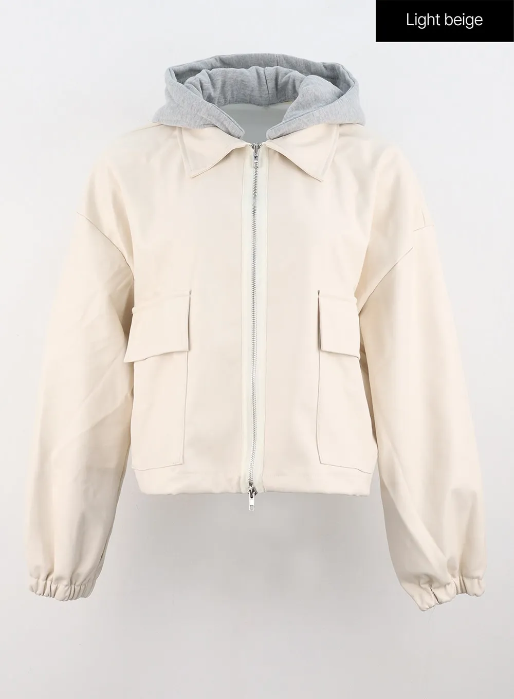Faux Leather Jacket with Hood OG328