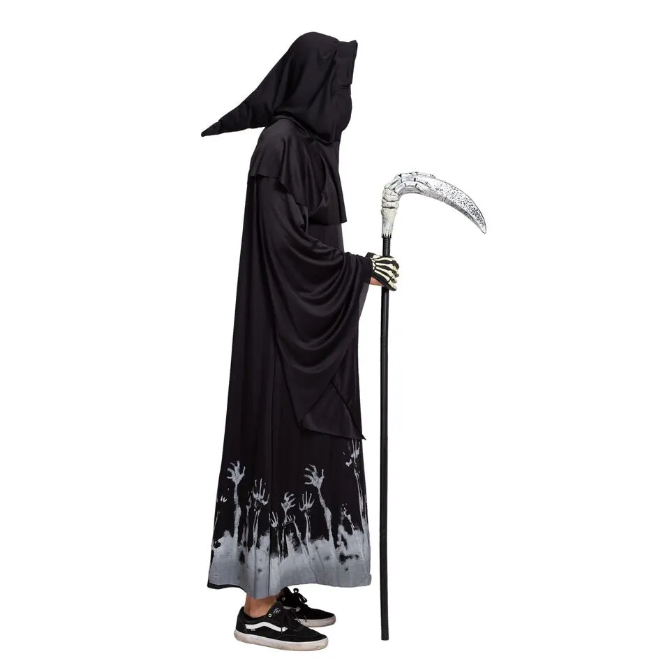 Grim Reaper Scary Skeleton Costumes with Glow Pattern for Men Cosplay