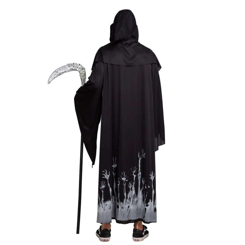 Grim Reaper Scary Skeleton Costumes with Glow Pattern for Men Cosplay