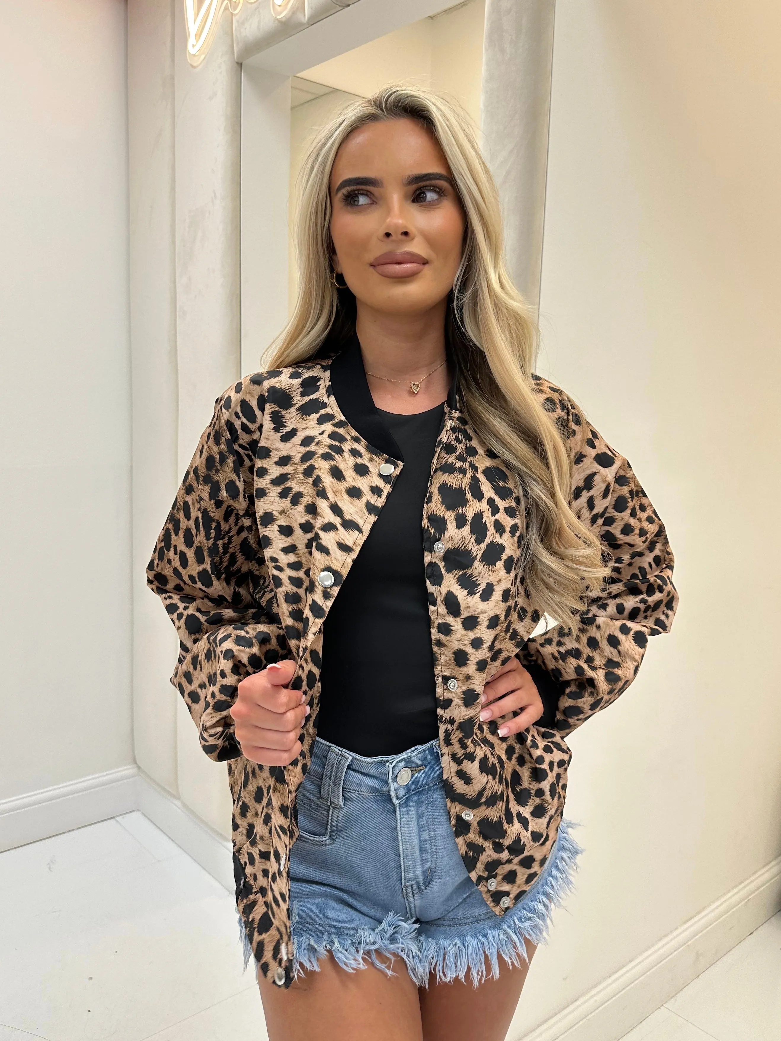 Hudson leopard bomber jacket