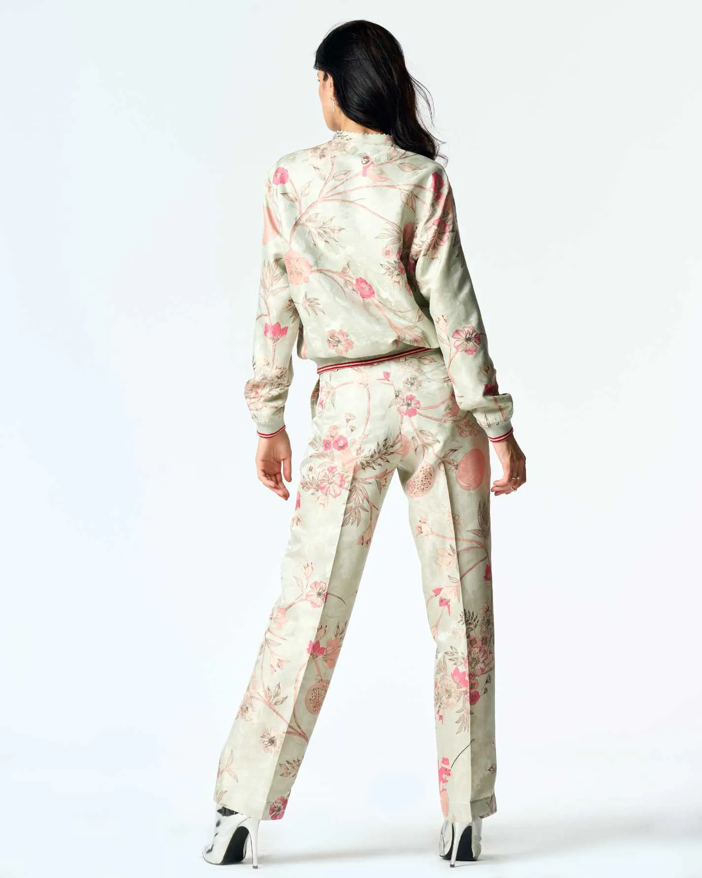 Janbaaz Bomber Jacket Silk Damask Ice Blue