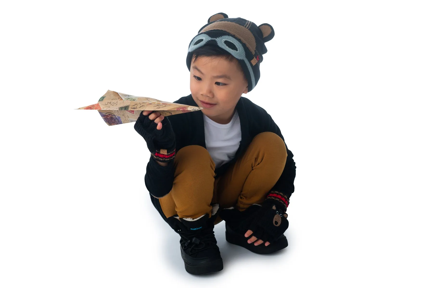 Kids Knitted Toque - Black Bear