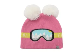 Kids Knitted Toque - Ski Goggles - Pink