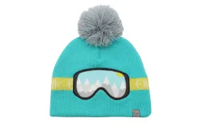 Kids Knitted Toque - Ski Goggles - Turquoise