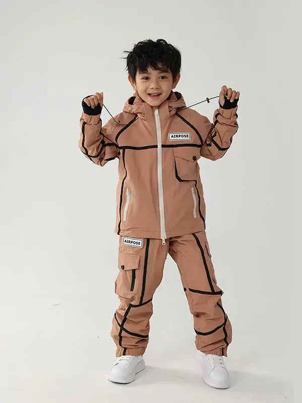 Kid's Stripe Cargo Snow Jacket & Pants Ski Set