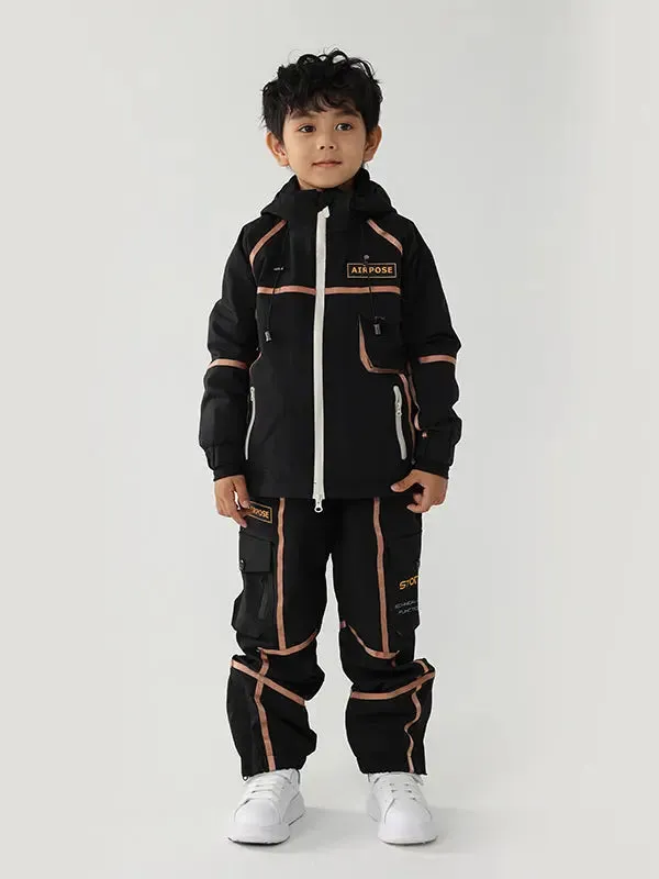Kid's Stripe Cargo Snow Jacket & Pants Ski Set
