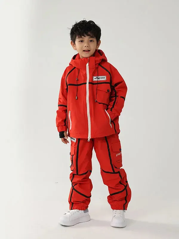 Kid's Stripe Cargo Snow Jacket & Pants Ski Set
