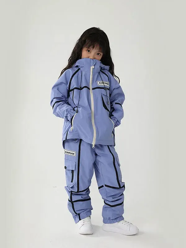 Kid's Stripe Cargo Snow Jacket & Pants Ski Set