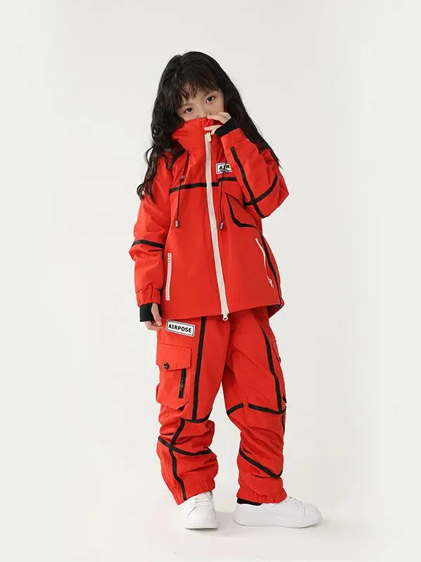 Kid's Stripe Cargo Snow Jacket & Pants Ski Set
