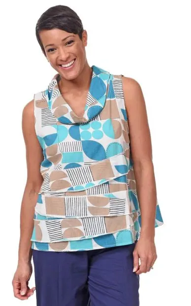 Leilani Womens Sleeveless Top in Geo Candy