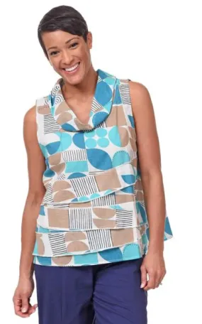 Leilani Womens Sleeveless Top in Geo Candy