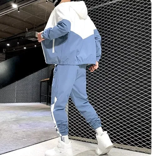 Men's Casual Tracksuit – Hooded Jacket & Jogger Pants 2-Piece Sportswear Set for Running, Hip Hop, and Fitness