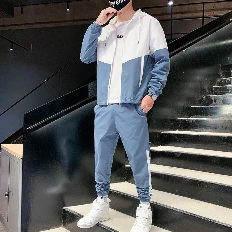 Men's Casual Tracksuit – Hooded Jacket & Jogger Pants 2-Piece Sportswear Set for Running, Hip Hop, and Fitness
