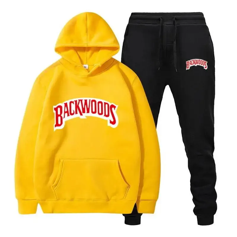 Men's Fleece Hoodie and Pants Set - Thick, Warm Tracksuit for Sportswear | Backwoods Fashion Brand