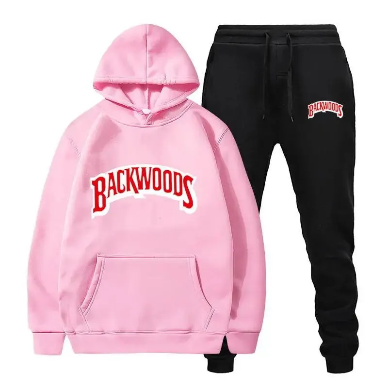 Men's Fleece Hoodie and Pants Set - Thick, Warm Tracksuit for Sportswear | Backwoods Fashion Brand