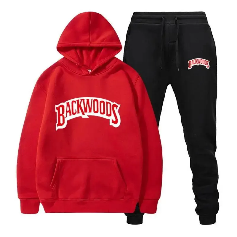 Men's Fleece Hoodie and Pants Set - Thick, Warm Tracksuit for Sportswear | Backwoods Fashion Brand