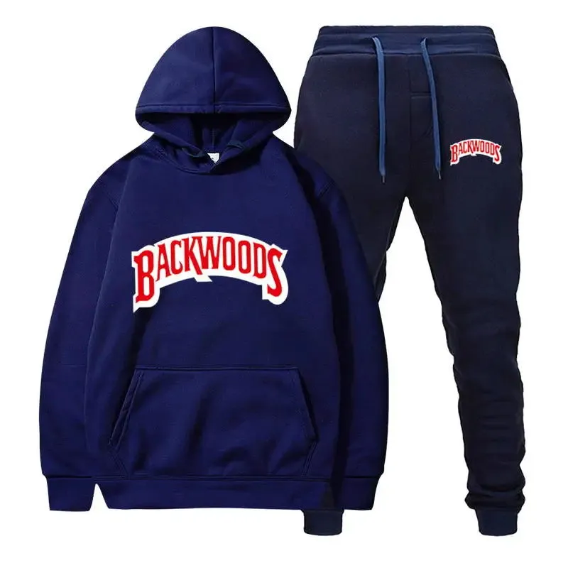 Men's Fleece Hoodie and Pants Set - Thick, Warm Tracksuit for Sportswear | Backwoods Fashion Brand