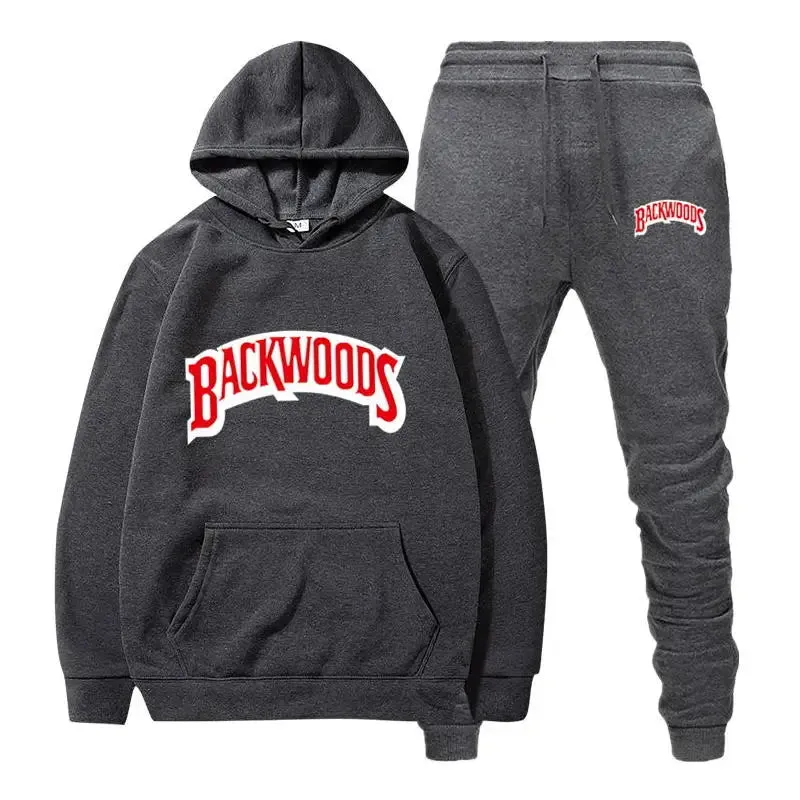 Men's Fleece Hoodie and Pants Set - Thick, Warm Tracksuit for Sportswear | Backwoods Fashion Brand