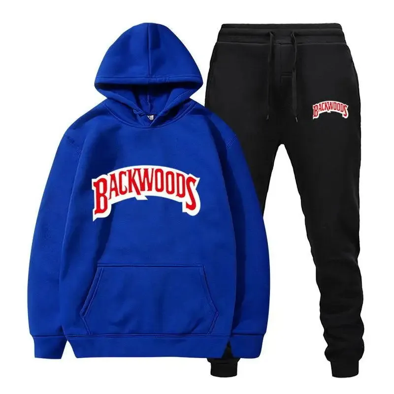 Men's Fleece Hoodie and Pants Set - Thick, Warm Tracksuit for Sportswear | Backwoods Fashion Brand