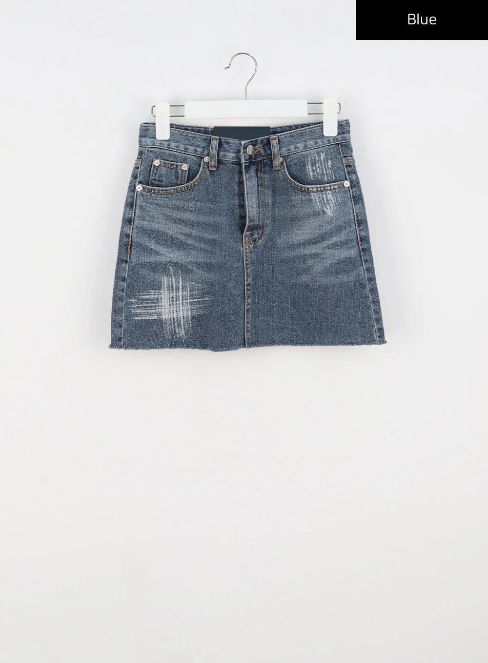 Mid-Wash Denim Mini Skirt CA328