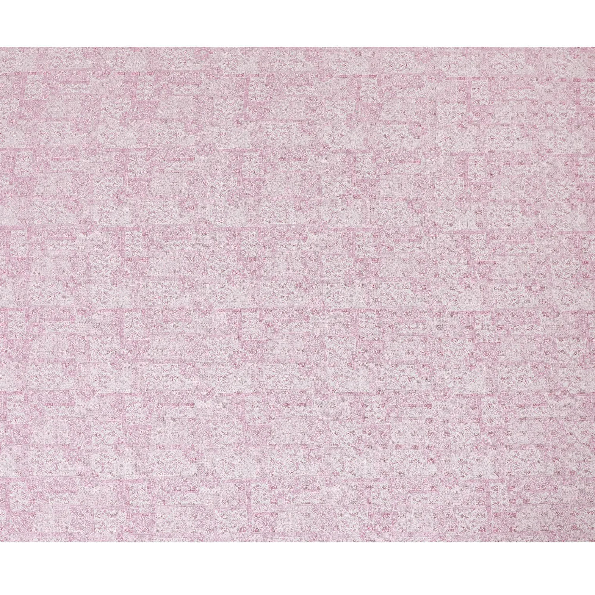 Off white uragiri cotton voile fabric with same tone jacquard having baby pink print in floral design-D17038