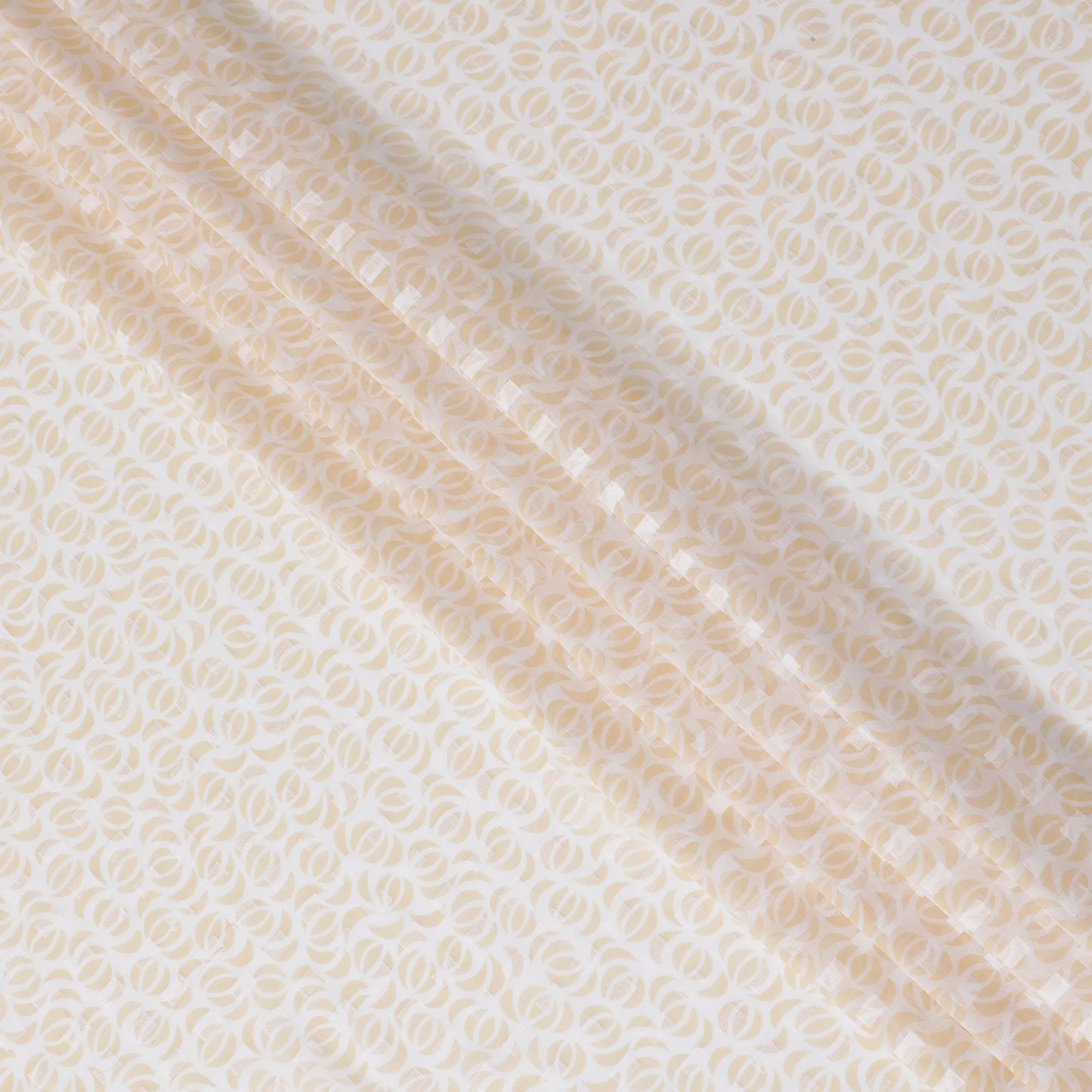 Off white uragiri cotton voile fabric with same tone jacquard having latte beige print in abstract design-D17034