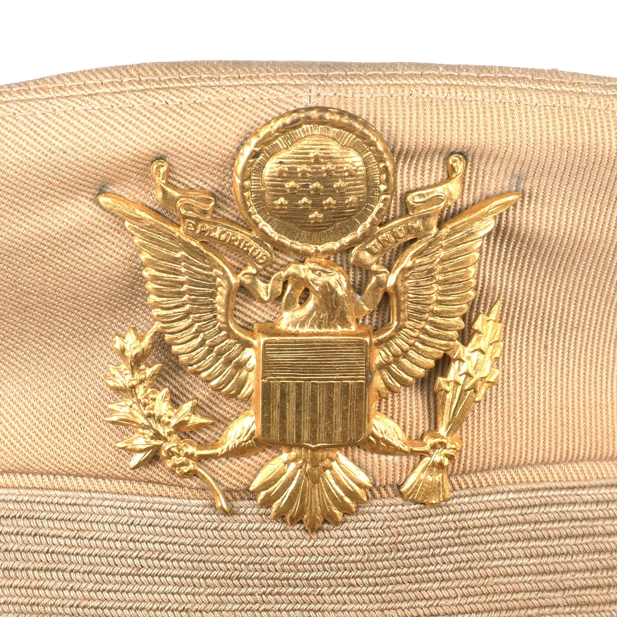 Original U.S. WWII 8th Air Force Pilot Uniform & Visor with Reissued Aviator Kit Bag Named to B-17 Waist Gunner & Armored Engineer