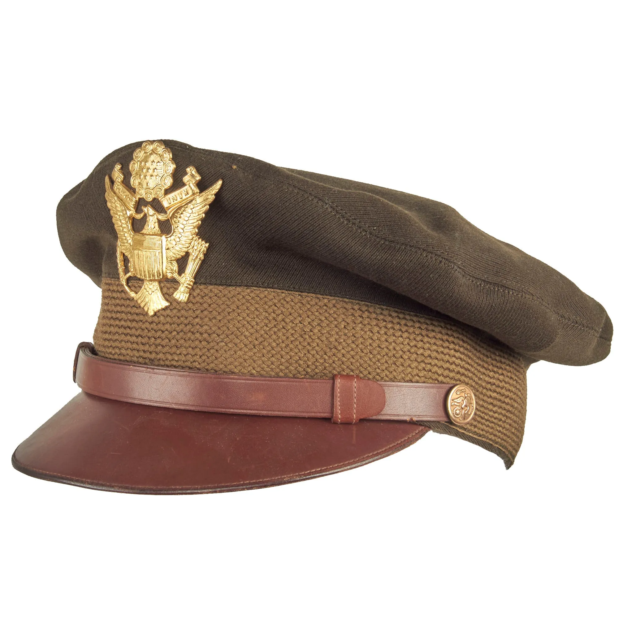 Original U.S. WWII US Army Officer’s Winter Service Crusher Cap by Luxenberg Of New York