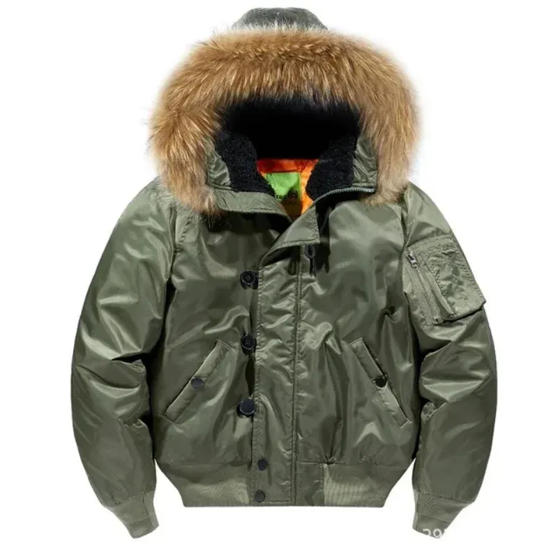 Padded Fur Hooded Bomber Jacket
