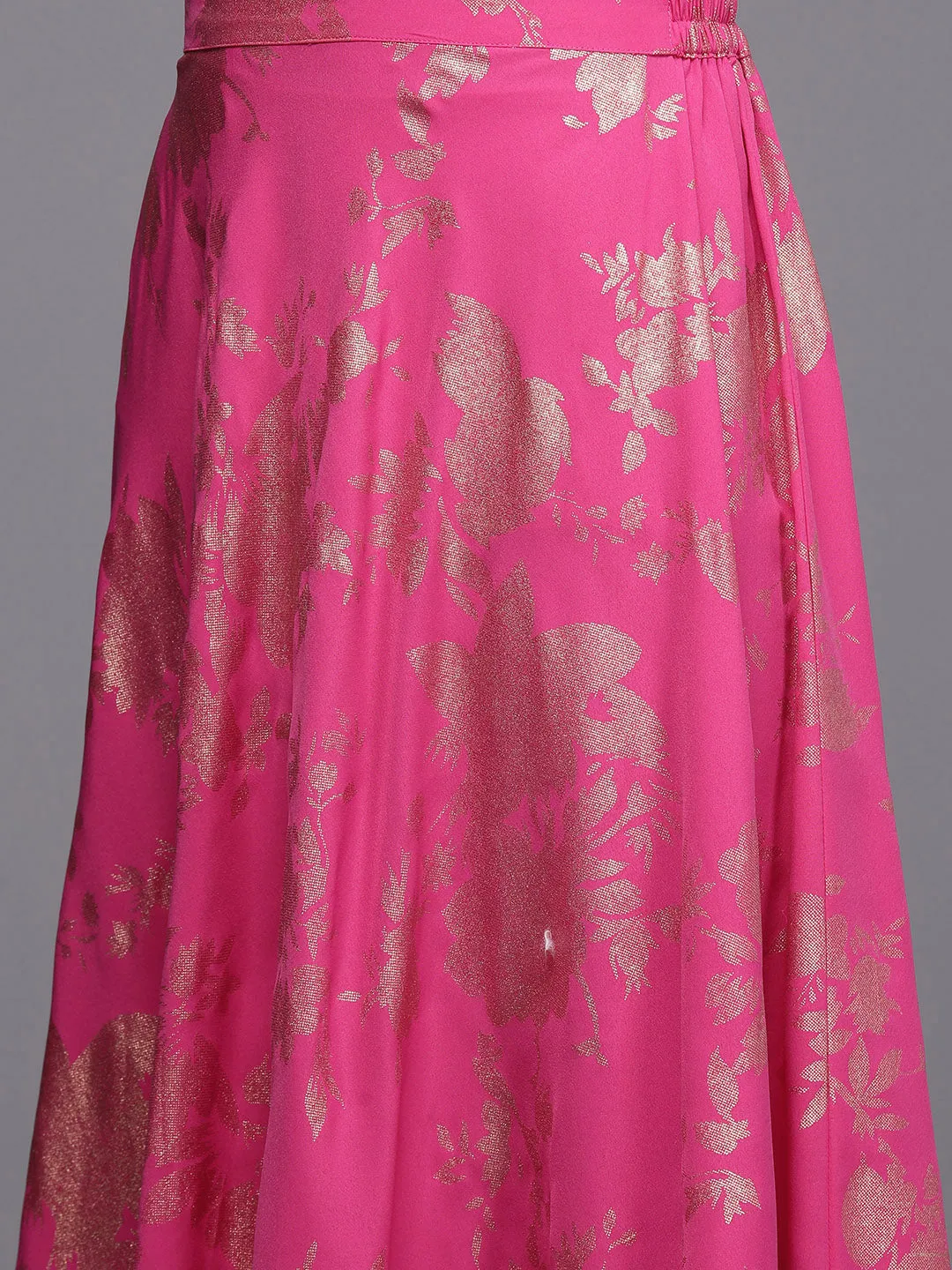 Pink Floral Printed Co-Ords Set with Sequins and Lace Detail