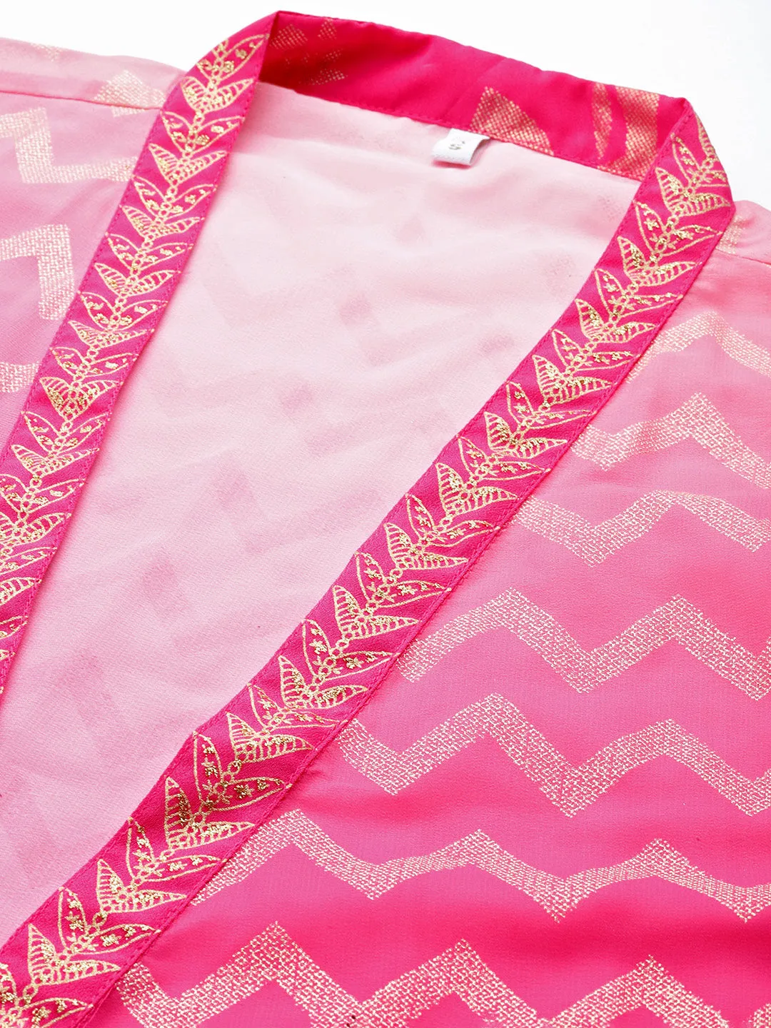 Pink Floral Printed Co-Ords Set with Sequins and Lace Detail
