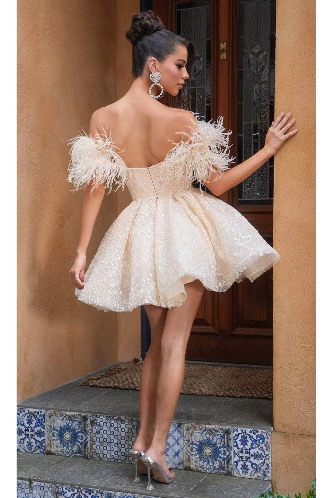 Portia and Scarlett PS24764 -short- Off-Shoulder Cocktail Dress with Embellishments