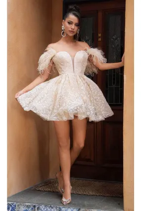Portia and Scarlett PS24764 -short- Off-Shoulder Cocktail Dress with Embellishments
