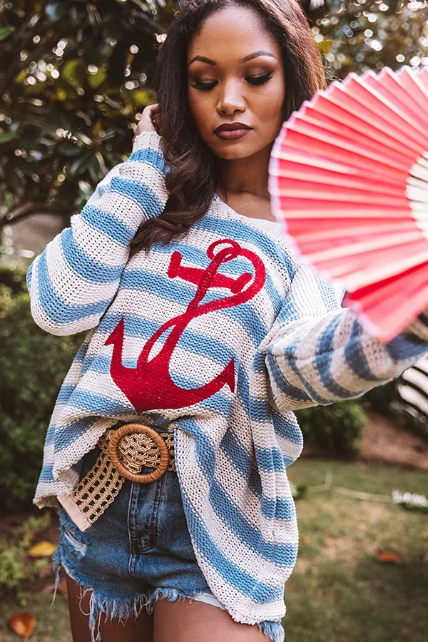 Sail My Way Embroidered Knit Sweater