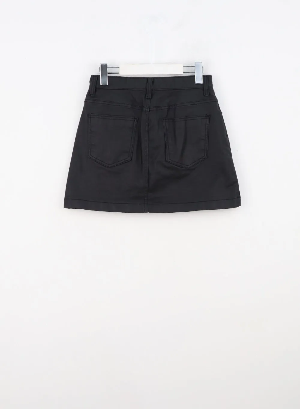 Simple Faux Leather Mini Skirt CN303