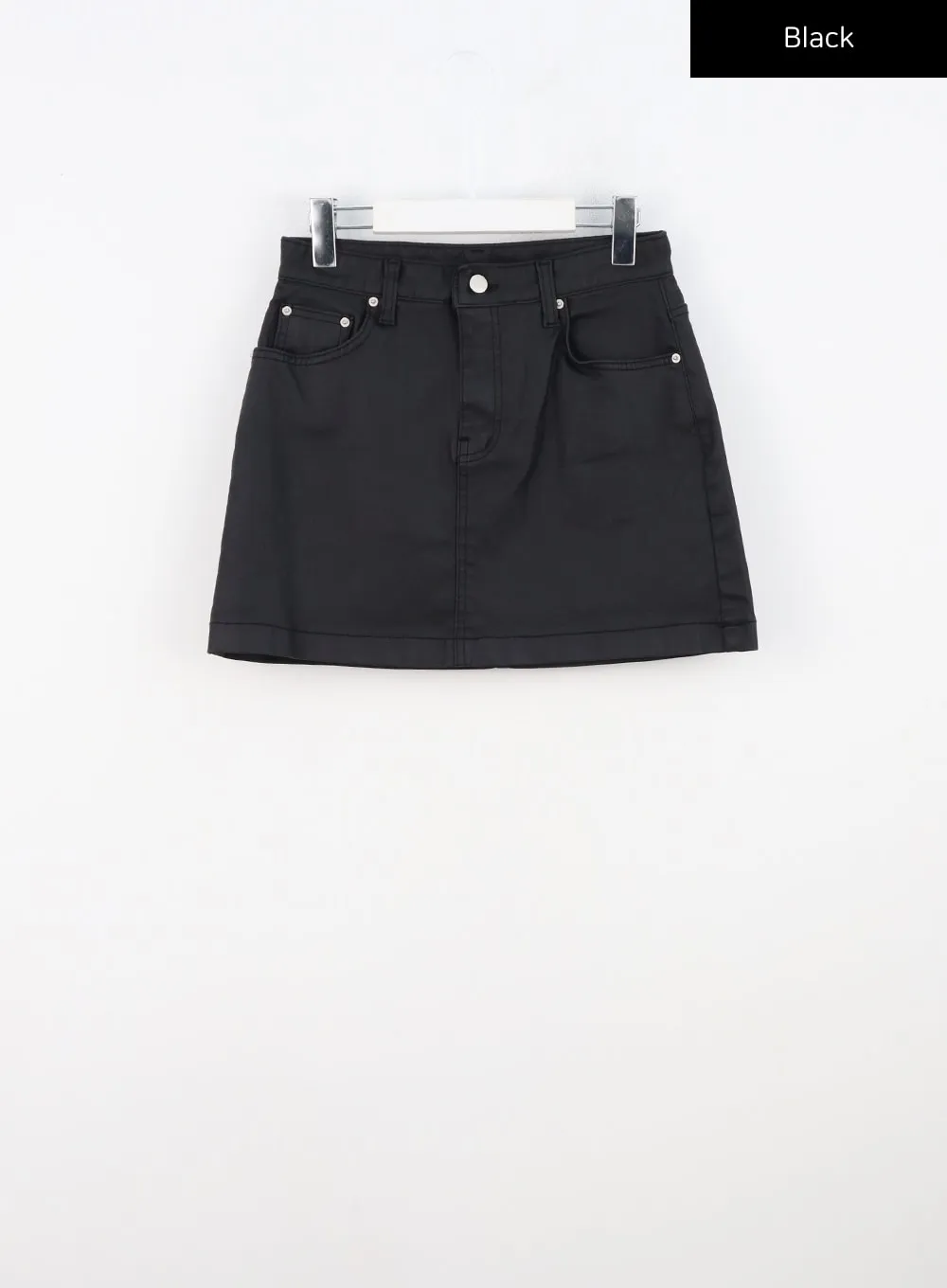 Simple Faux Leather Mini Skirt CN303