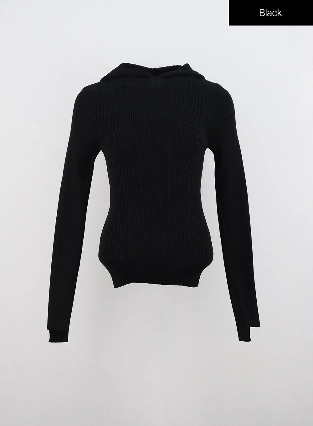 Slim Fit Knit Hoodie Top IN330