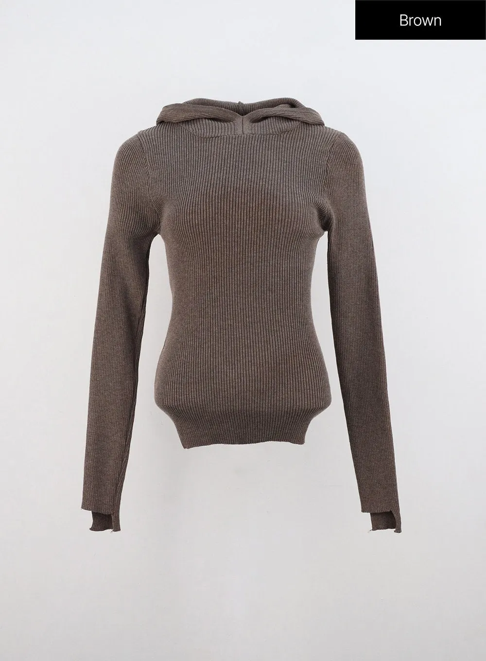 Slim Fit Knit Hoodie Top IN330